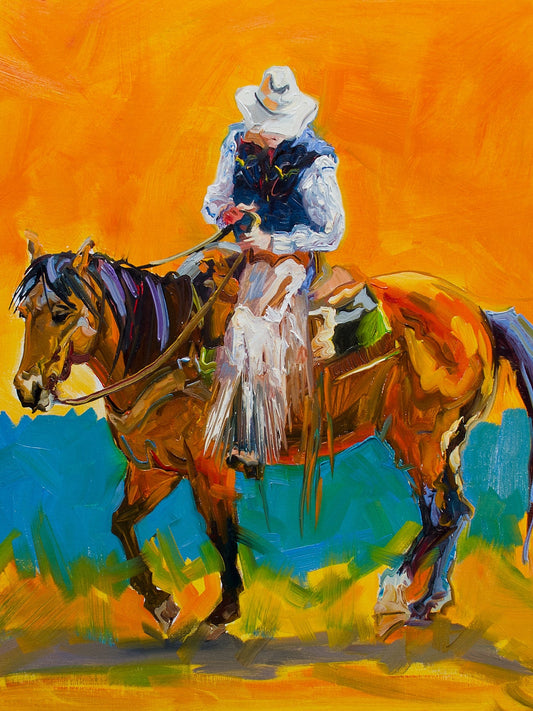 Afternoon Ride Cowboy Canvas Art by Diane Whitehead