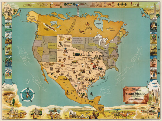 1948 Official Texas Brags Map of the United States