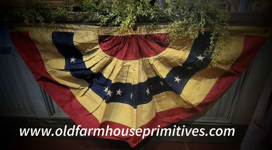 #AFL01 Large Tea Stained Aged Americana Bunting