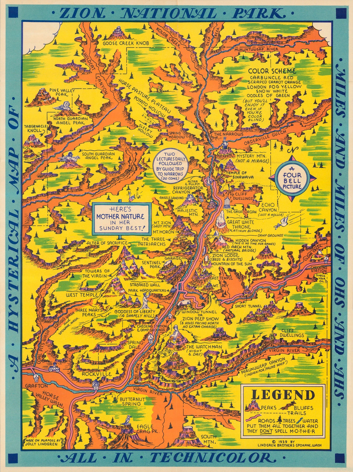 1939 A hysterical map of Zion National Park