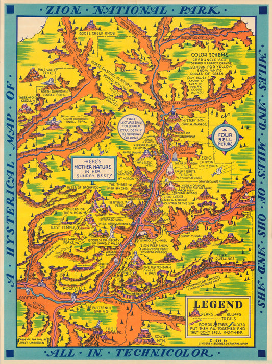 1939 A hysterical map of Zion National Park