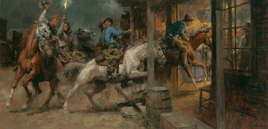 A Knock At the Door - Cowboy Art by Andy Thomas